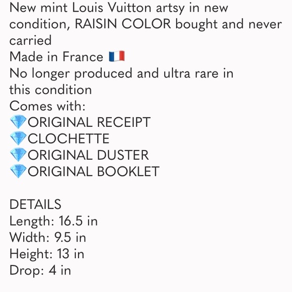 💎STUNNING💎 LEATHER ARTSY LOUIS VUITTON EMPREINTE RAISIN - Picture 14 of 14